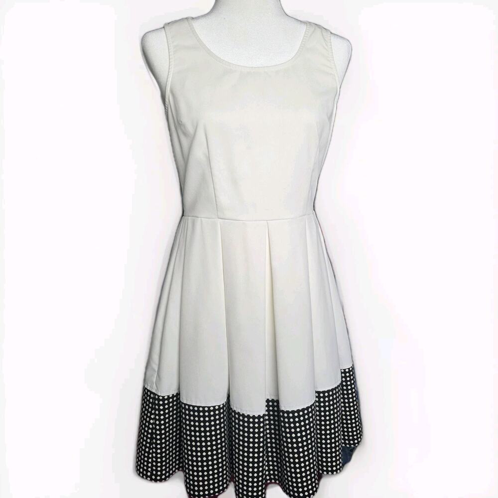 Altar’d State Shift Sleeveless Fit & Flare Dress Black White Polka‎ Dot Size M